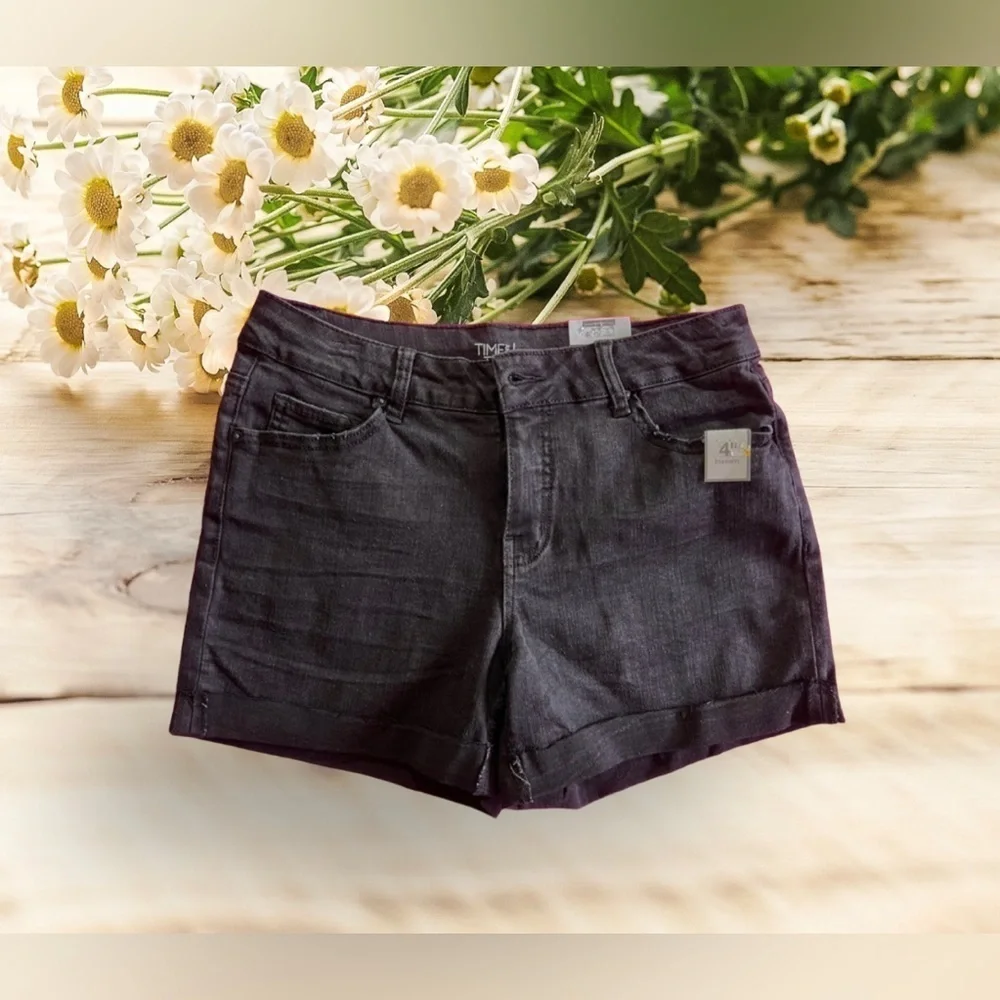 Time tru Core Short Relaxed Fit short black jeans size 8 Rayon Made in chine